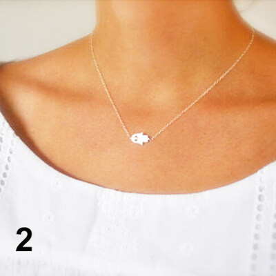 

Womens Stylish Hamsa Fatima Hand Evil Eye Pendant Alloy Choker Necklace Gift