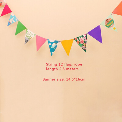 

FUNNYBUNNY Babys Birthday Flag Hanging Ornaments Childrens Day Birthday Party Decoration Cartoon Flower Banner
