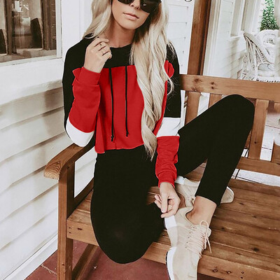 

Starmoon Womens Long Sleeve Splcing Color Hoodie Sweatshirt Pullover Tops Blouse
