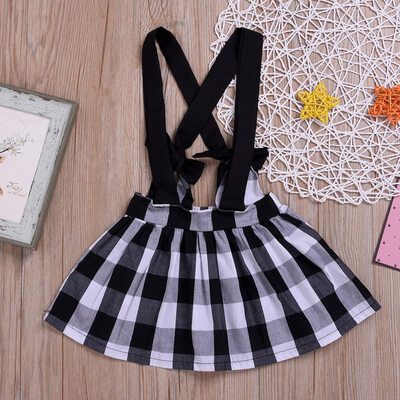 

Summer Baby Toddler Girl Sleeveless Plaid Print Princess Suspender Skirts Dress Sundress Outfits