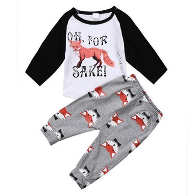

Cute Infant Baby Boy Girl Fox Romper T-shirt TopsLong Pants Xmas Clothes Outfit