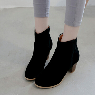 

Rose Womens Ankle Boots Slip On Cut Out Stacked Block Heel Casual Shoe Casual Booties