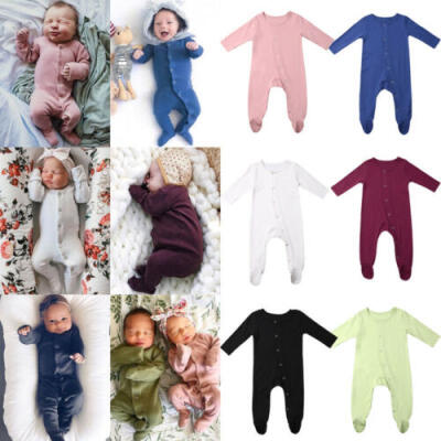 

AU Newborn Baby Girl Boy Long Sleeve Solid Romper Jumpsuit Outfits Clothes 0-24M