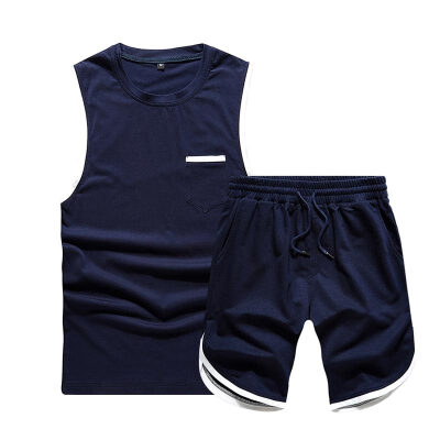 

Mens Set Casual Sweatsuit 2019 Summer Tracksuit Men T-shirt Sleeveless Shorts 2 Piece Jogger Sport Sportswear Tops Short Pants