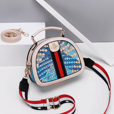 

2019 new niche Harajuku style shoulder small round bag personality stitching female bag diagonal handbag