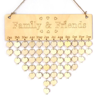 

Wooden Calendar Board Sign Family Celebration&Birthday Reminder DIY Wooden Craft for Home Decoration