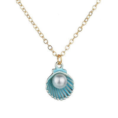 

Summer Sea Shell Pendants&Necklace For Women Orange Color Necklace New Trendy Jewelry Female Handmade Necklace Girls Gifts