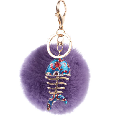 

Creative Smart Fishbone Keychain Rex Rabbit Plush Pendant Bag Mobile Phone Charm Fashion Pendant