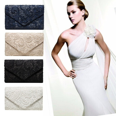 

Womens Satin Lace Clutch Bag Evening Bridal Bag Wedding Fashion Prom Vintage Handbag