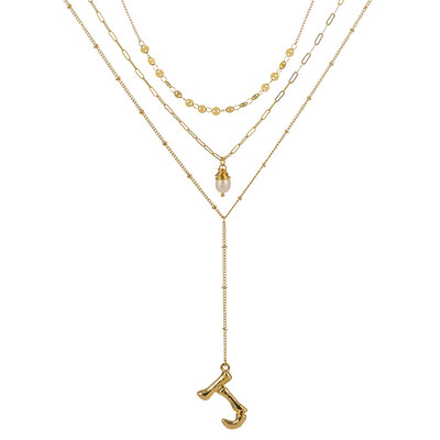 

Gold Color Initial natural freshwater pearl Necklace Personalized Letter Necklace Jewelry For Women Accessories Girlfriend Gift