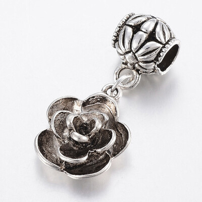 

Tibetan Style Alloy European Dangle Beads Large Hole Pendants Flower Antique Silver 34mm Hole 5mm Pendant 19x15x6mm