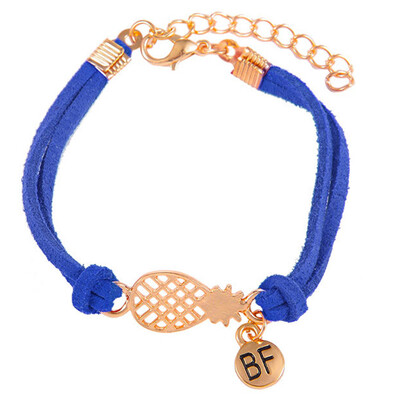 

Fashion Cute Hollow Pineapple Letter BF Double Layer Bracelet Korean Velvet Fruit Hand Jewellery Unisex Pair Bracelet Hot Gift