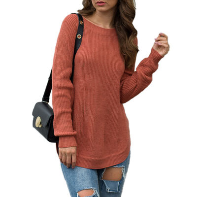 

Women Autumn Concise Fashion Casual All-match Solid Color Pullover Long Sleeve Sweater