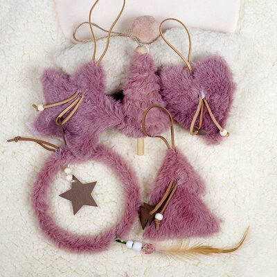

5PCPack Colorful Plush Decorative Pendant Christmas Tree Hanging DIY Decor