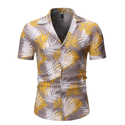 

Tailored Fashion Mens Casual Button Hawaii Print Beach Short Sleeve Quick Dry Top Blouse