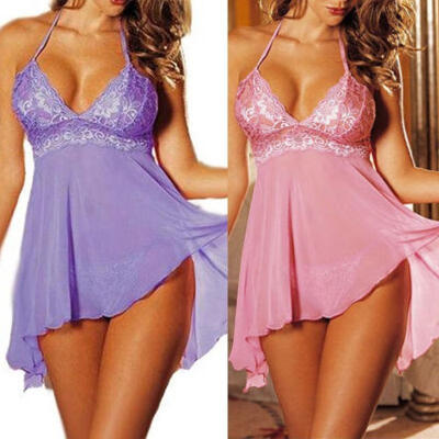 

Sexy Lingerie Women Plus Size Nightwear Sleepwear Lace Babydoll Chemise Dress Pajamas  XL XXL