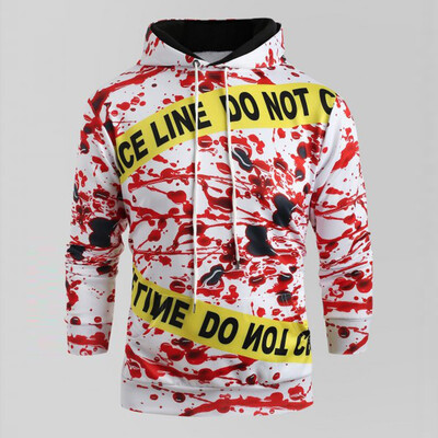 

Toponeto Halloween Women Men Couples Blood Print Long Sleeve Hoodie Sweatshirt Pullover