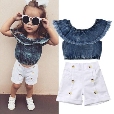 

2PCS Newborn Baby Girls Kids Summer T-Shirt Top Short Pants Outfit Set Clothes