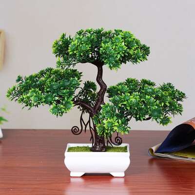 

Artificial Bonsai Plastics Fake Green Pine Flower Simulat Home Living Room Decor