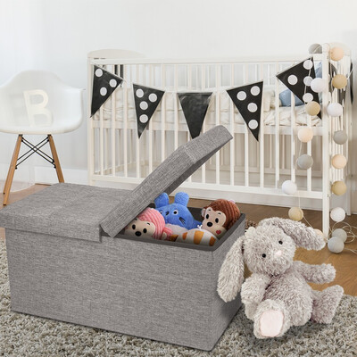 

Gobestart Linen Fabric Folding Storage Ottoman Bench With Flipping Lid Sofa Stool Bench