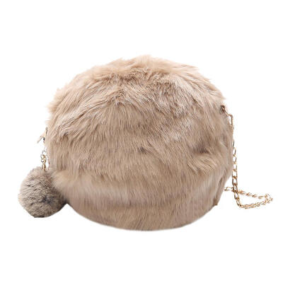 

Round Plush Fur Crossbody Bags Winter Women Girls Chain Mini Shoulder Bags