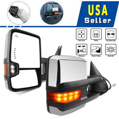 

for 99-02 Chevy Silverado GMC Sierra Tow Mirrors Chrome Power Heated LED Signals