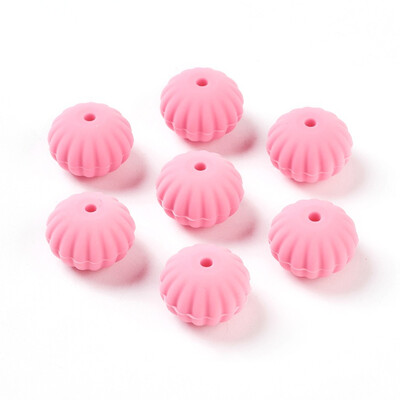 

Food Grade Environmental Silicone Beads Chewing Beads For Teethers DIY Nursing Necklaces Making Rondelle HotPink 18x135mm H