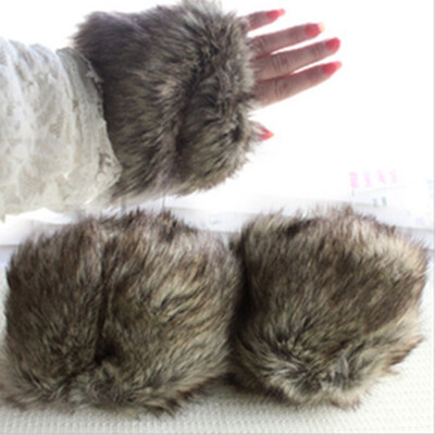 

Luxury Clothing Coat Sleeves Accessory Winter Thick Windproof Warm Hand Ring Fashion Women Faux Fur Gloves Cuff Wrist