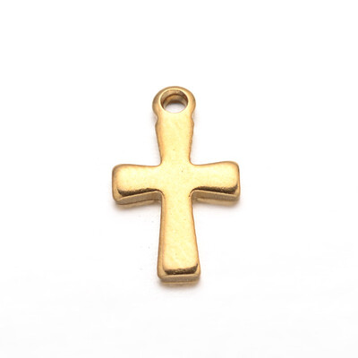 

Cross 304 Stainless Steel Charms Golden 12x7x1mm Hole 1mm