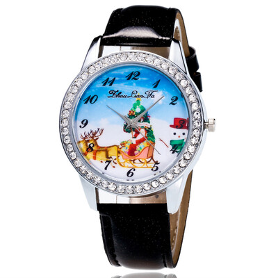 

Drop shipping Christmas Watches Unisex for Womens mens Leather Band Analog Quartz Vogue Watches Relogio Masculino Watch