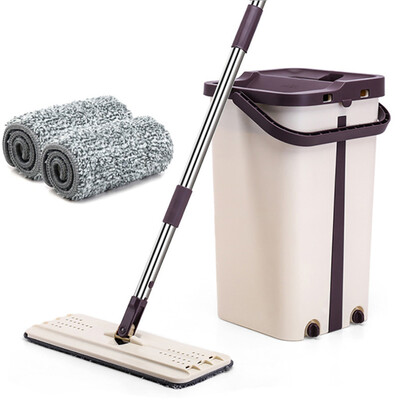 

〖Follure〗Sided Non Hand Washing Flat Mop Wooden Floor Mop Dust Push Mop Home Cleaning