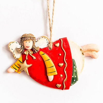

1PC Rustic Painted Angel Christmas Pendants Resin Christmas tree pendant Drop Ornaments Xmas Party Hanging Decorations Crafts