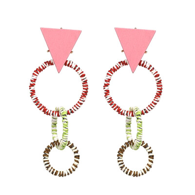 

Fashion Accessories Retro Personality Geometric Triangle Circle Earrings Multi-layer Long Earrings for Woman