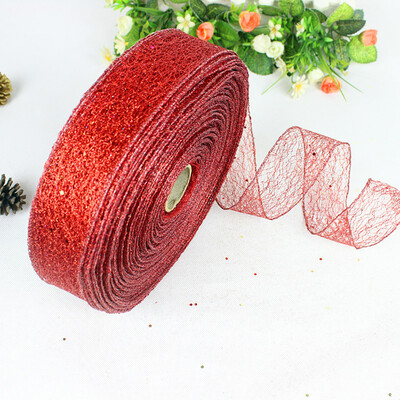 

Toponeto New 10m Messy Net Lock Dusting Christmas Ribbon Christmas Tree Decoration Ribbon