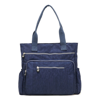 

Casual Women Solid Color Multi Pocket Zip Handbag Nylon Shoulder Storage Bag