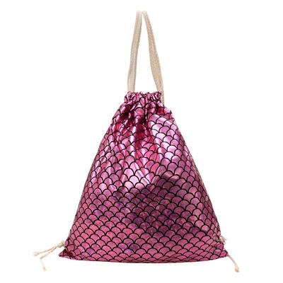 

Fish Scales Drawstring Backpacks Travel Sports Shoulder Bags Women Rucksack