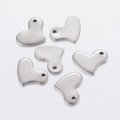 

304 Stainless Steel Pendants Heart Charms Stainless Steel Color 85x11x1mm Hole 1mm