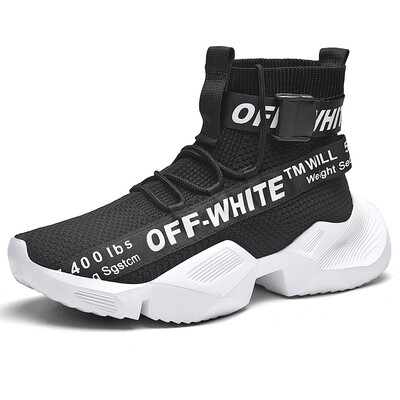 

High-top mens shoes breathable mesh mens tide shoes casual wild running shoes sports socks shoes