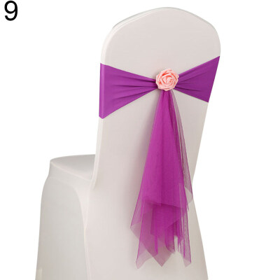 

1050Pcs Faux Rose Flower Organza Chair Sash for Wedding Events Party Decor