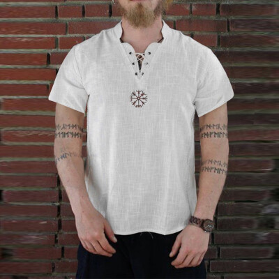 

Toponeto Mens Summer New Style Fashion Pure Cotton And Hemp Short Sleeve Comfortable Top