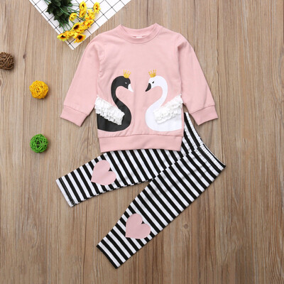 

Swan Baby Girls Outfit Top T-shirtPants Set Toddler Autumn Clothes Tracksuit