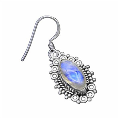 

Womens Fashion 925 Sterling Silver Natural Gemstone Moonstone Dangle Earring Hook Eardrop Anniversary Wedding Party Gift