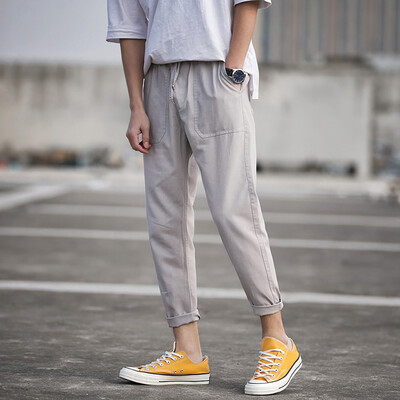 

Gobestart New Style Mens Korean Version Of The Solid Color Loose Large Size Beam Straig