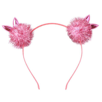 

Cute Glitter Girls Headband Rabbit Ears Pompom Easter Party Hair Bands