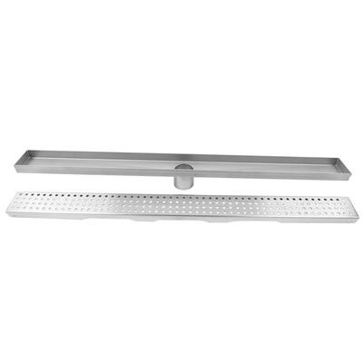 

Greensen Stainless Steel Linear Floor Drain Rectangular Round Plaid for Bathroom Straight Drainage