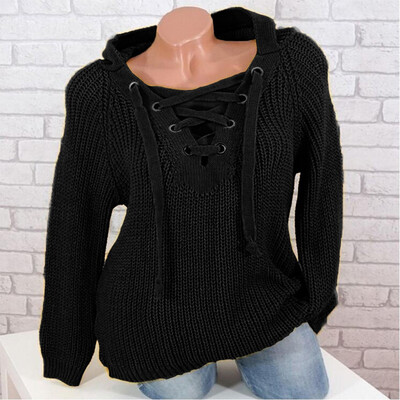 

Gobestart Womens Fashion AutumnWinter Long Sleeve Hooded Pullover Knitted Sweaters Tops
