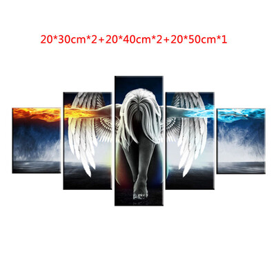 

5 Panels Angel Wings Oil Paintings Wall Art Jet Paintings Pictures for Home Living Room