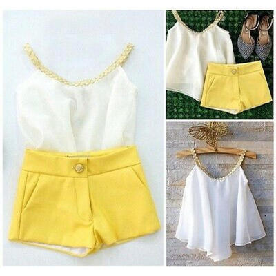 

Kid Toddler Baby Girl Chiffon Clothes Halter Tops T Shirt Pants Outfits Summer