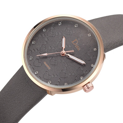 

RM Fashion Lady Frosted Dial Heart Shape Pattern Leather Belt Watch Quartz Watch