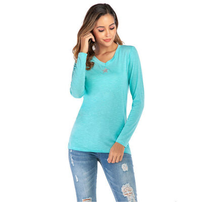

Printed T-Shirt Female Five-Pointed Star Decoration Sexy V-Neck Design Casual Wild Autumn Long Sleeve